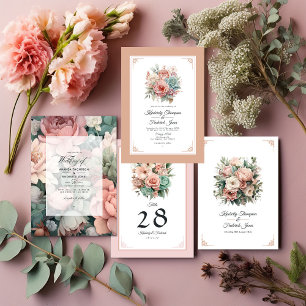 Programme Rose Dusty, Mint Green et Blush Floral Mariage