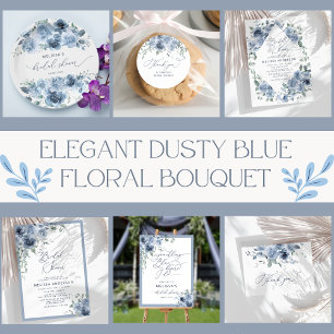 Dusty Blue Floral moderne nuptiale Invitation