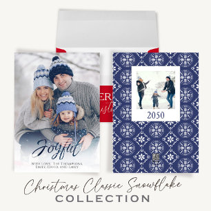 Invitation Script de calligraphie de Noël Motif de flocon rou