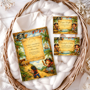 Invitation Fête de bébé Aventure de Pirate de Livre d'Histoir