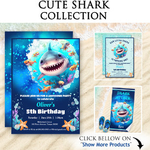 Invitation Piscine de requin Anniversaire Fête Garçon âge per