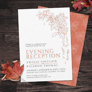 Invitation Feuilles d'automne dessin mariage orange brûlé