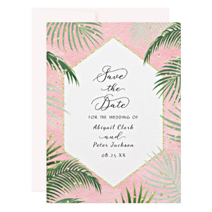 Invitation Carte Postale Mariage d'aquarelle botanique tropicale de la pêch