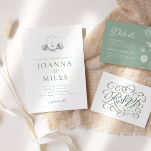 Carte RSVP de mariage Calligraphie verte Sage