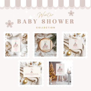 Invitation Baby shower Cadeaux de Noël rose