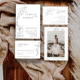 Carte D'accompagnement Mariage minimaliste moderne de calligraphie noir/b