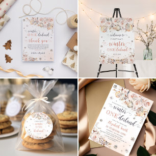Étiquettes-cadeau ONE derful 1st Birthday Pink Winter Wonderland