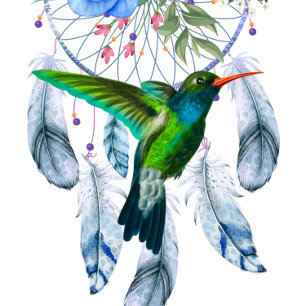 Invitation Blue Dreamcatcher Hummingbird Boy Baby shower