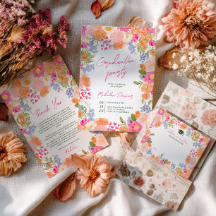 Invitation Bohême audacieux photos fleurs sauvages diplôme