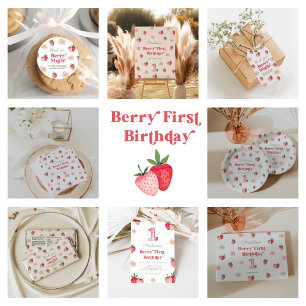 Serviette En Papier Filles roses Fraises et marguerites d'anniversaire