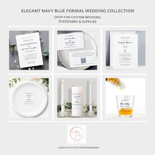 Invitation Elégant Marine Bleu Romantique Formal Chic Mariage