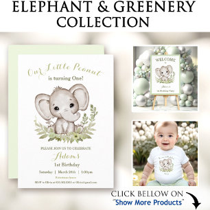 T-shirt Pour Les Tous Petits Joli éléphant bleu vert d'anniversaire garçon