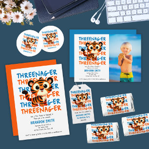 Invitation Trois Tiger Boy 3e fête d'anniversaire