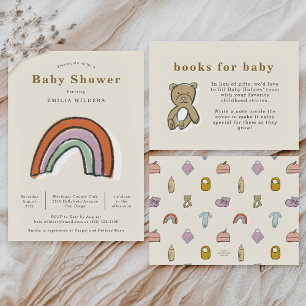 Invitation En Aluminium Boho Blue Nouveau-né Icônes Afficher Baby shower O