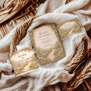Carte De Remerciements Jardin de campagne vintage pour anniversaire