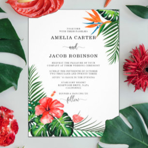 Aquarelle Faire-part de mariage de verdure tropica