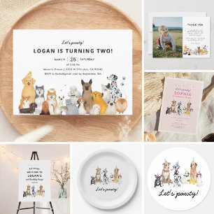 Invitation Enfants Chien Chien Chiot 5th Pawty Anniversaire I