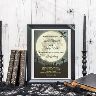 Save The Date Enregistrer la date Halloween mariage - lune, cime