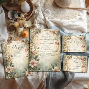 Invitation Mariage symphonique florale inspiré Art nouveau