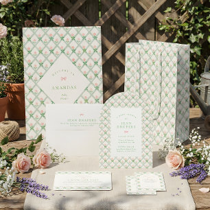 Invitation arche de baby shower fille avec ruban rose floral 