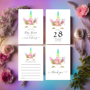 Invitation de Baby shower de Unicorne rose floral 