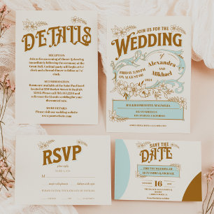 Save The Date Mariage de livres vintage