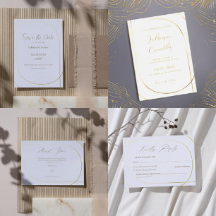 Invitation En Aluminium Blanc minimaliste Arc moderne or Mariage Gratitude