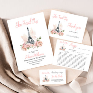 Invitation Elle A Dit Oui Fête des mariées Florale Rose Paris