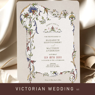  Victoriaans Floral Ornamenten Wedding Invitat Kaart