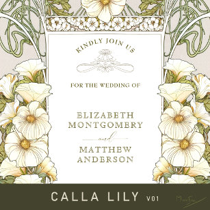 Calla Lily Wedding Invitations Art Nouveau Mucha Kaart