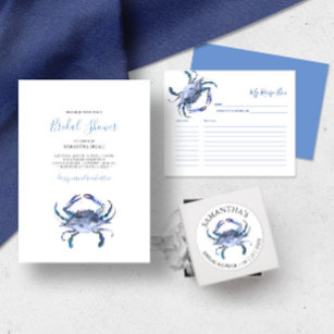 Carte cuisine Crabe d'aquarelle bleu