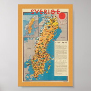 Sverige Suède Affiche Vintage 1931
