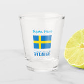 Sverige Svenska Flagga Blauw Gepersonaliseerd Shot Glas (Voorkant)