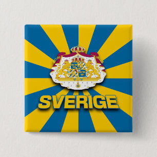 Sverige wapenlaag vierkante button 5,1 cm