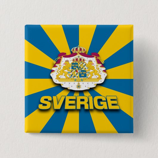 Sverige wapenlaag vierkante button 5,1 cm (Voorkant)