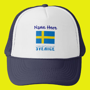 Sverige Zweedse Vlag Blauw Gepersonaliseerd Trucker Pet