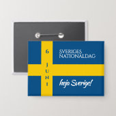 Sveriges Nationaldag Zweedse Nationale Dag Vlag Button (Voorkant / Achterkant)