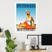 Sveti Stefan beach, Monténégro Poster (Bureau à domicile)