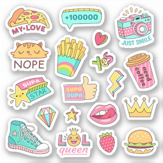SVG Designs Bundle Random Doodle Stickers Feuille (Devant)