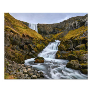 Svodufoss waterfall IJsland fotoprint Foto Afdruk