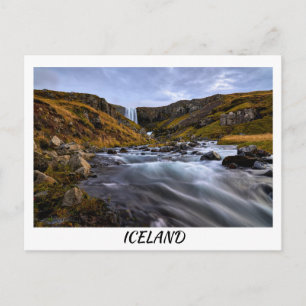 Svodufoss waterfall Snaefellsnes, IJsland briefkaa Briefkaart