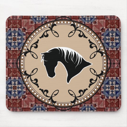 SW Horse Silhouette Filligree Mousepad Muismat (Voorkant)