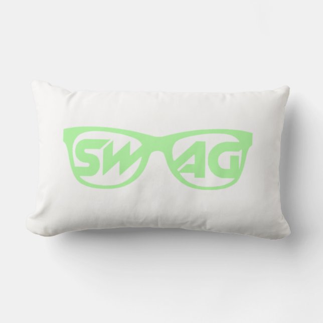 Swag 2 Sided Light Green en White Pillow Kussen (Voorkant)