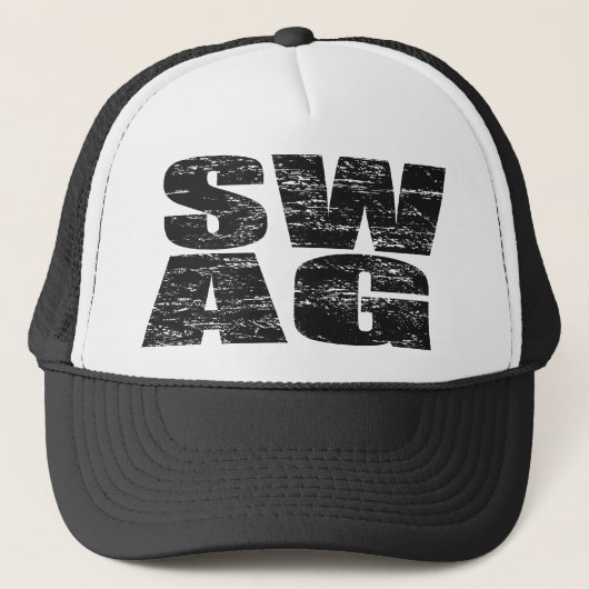 SWAG Distsed Mesh Snapback Trucker Hat (zwart) Pet (Voorkant)