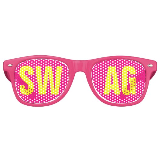 'SWAG' Neon Pink&Yellow Party Retro Zonnebril (Voorkant)