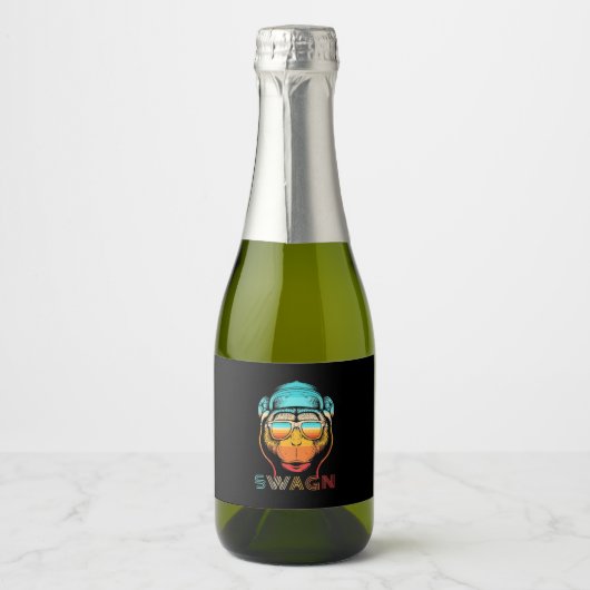 Swagn Retro Monkey Sparkling Wijnetiket (Voorkant)