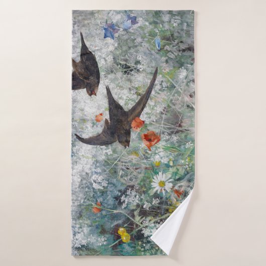 Swallow and Flower Field, Bruno Liljefors (Serviette de bain)