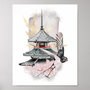 Swallow Bird Japanese Artwork Poster