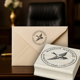 Swallow Bird Retouradres Elegant Vlucht Rubberstempel