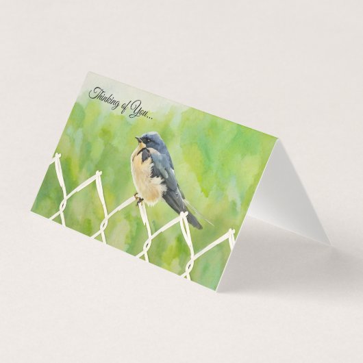 Swallow on a Fence - Thinking of You Card (Front)